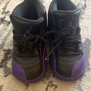 Jordan Kids Black and Purple Sneakers